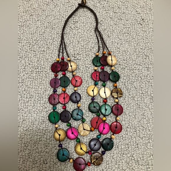Colorful Necklace Hand Crafted of Coconut Shell Beads, "Easy Living" - Picture 2 of 4
